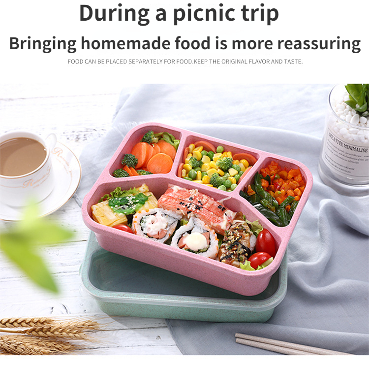 Wheat Straw Bento Box Japanese Lunch Box Student Lunch Box - Temu