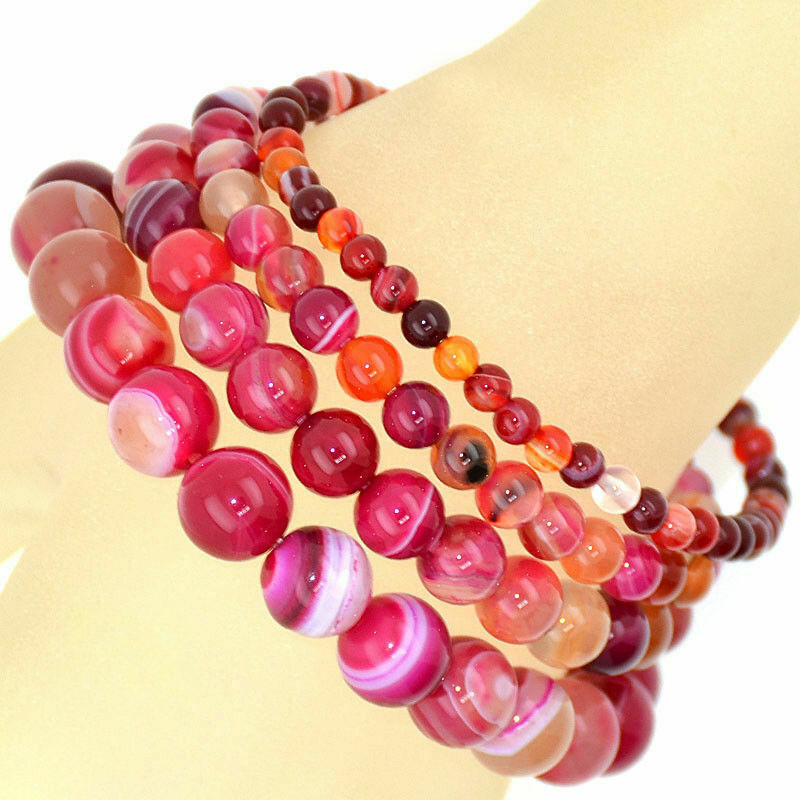 Natural Genuine 6/8/10/12mm Brown Red Garnet Gems Round Beads Stretch  Bracelet