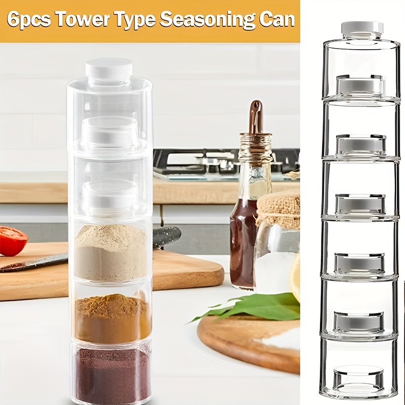 Refillable Stackable Spice Jars For Camping, Rv, And Outdoor Cooking -  Tower Shape Condiment Jars For Traveling - Bbq Kitchen Accessories - Temu