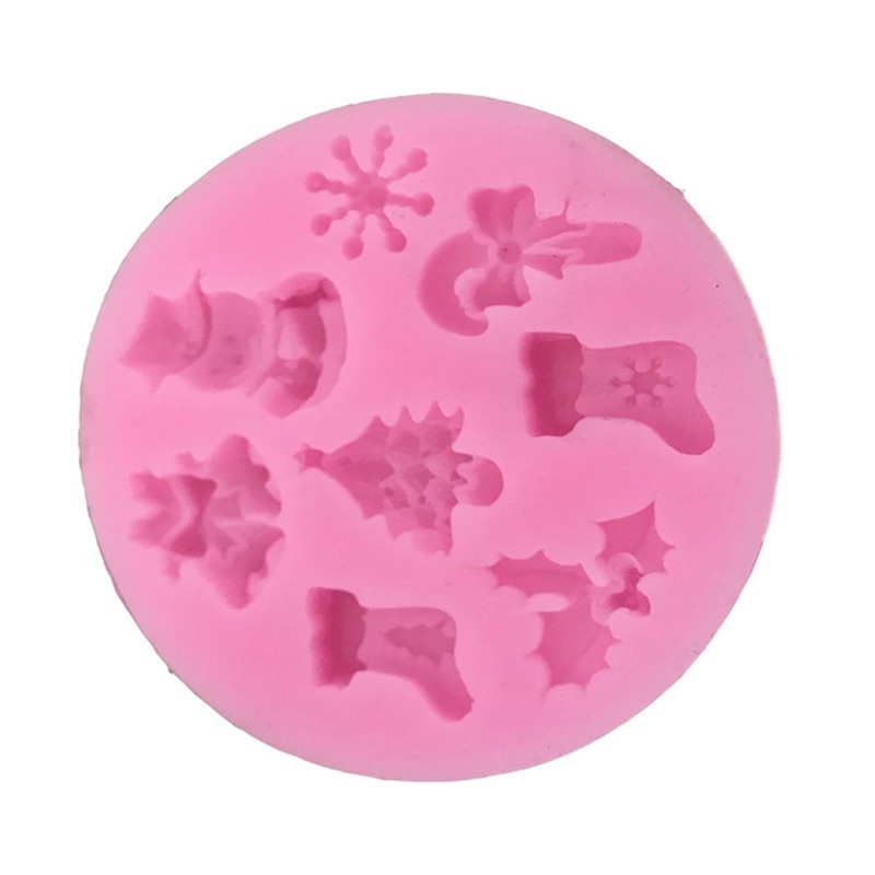 Creative Christmas Cake Mold Fondant DIY Snowflake Snowman Sock Cake  Silicone Mold Sugar Craft Baking Tools Kitchen Decorations