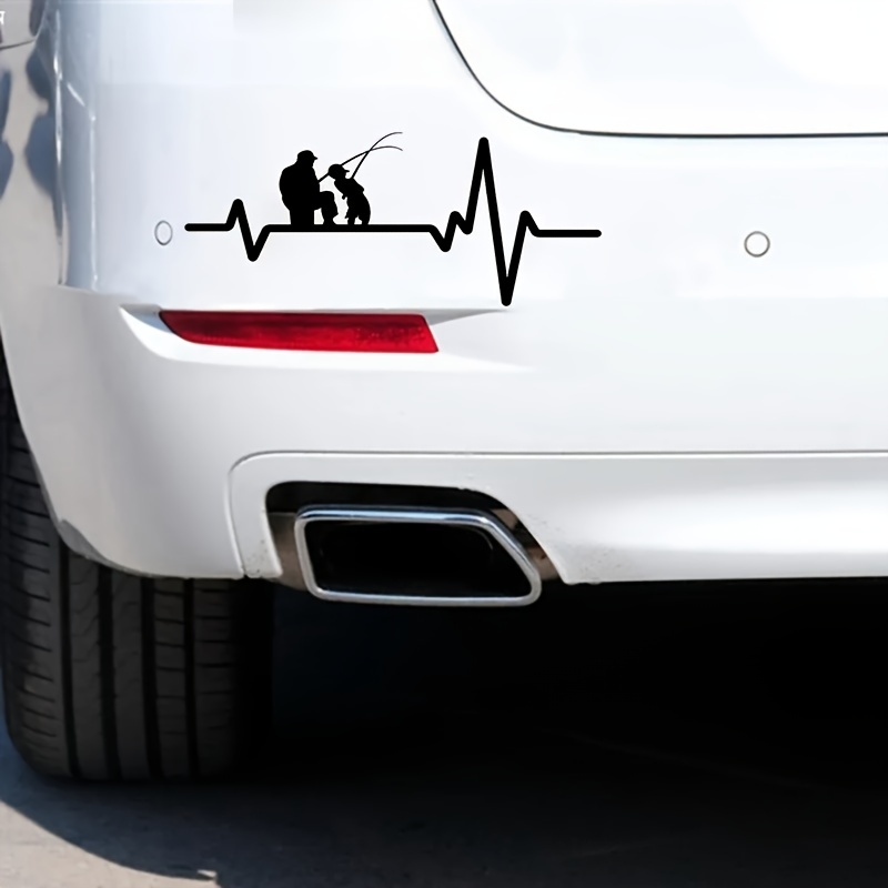 Car Sticker Heartbeat Fishing Father Dad Son Funny Car Sticker And Decal  Vinyl Car Styling