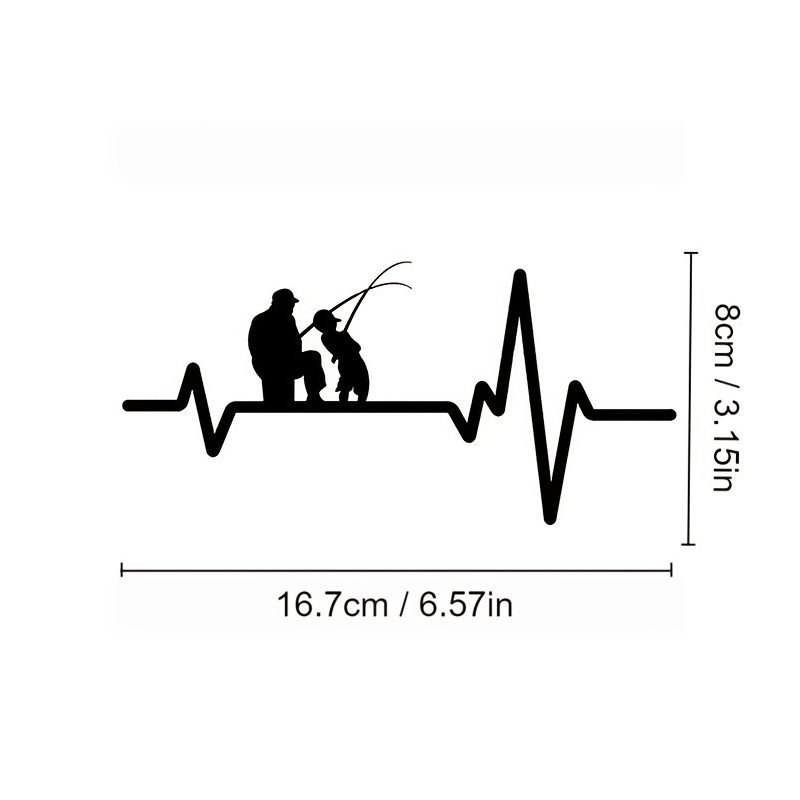 GLFILL Car Sticker Funny Fishing Style Heartbeat Motorcycle
