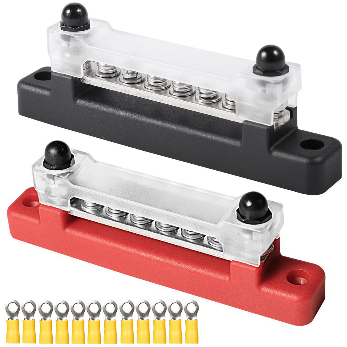 HUBLEVEL 12V Bus Bar 6x5/16Inch (M8) Terminal Studs 12 Volt Power  Distribution Block Parts Accessories with Cover Battery Bus Bar 12V-48V for  Auto : : Automotive