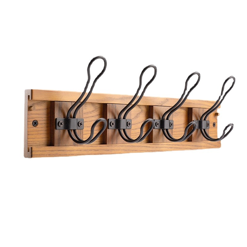 Wood Wall Hooks Wooden Hanger Wall Mounted Hat Rack Rustic Coat Decorative Hooks for Hanging Things Modern Entryway Backpack Wooden Wall Peg for