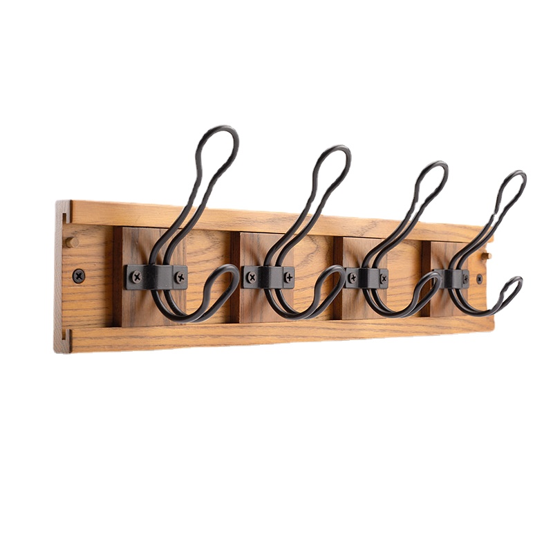 1set Solid Wood Craft Hanging Rack Hook, Wall Hanging Adjustable Row Hook,  Removable Wooden Base With 4 Hooks, Coat Hat Rack Hook, For Home Room Wall