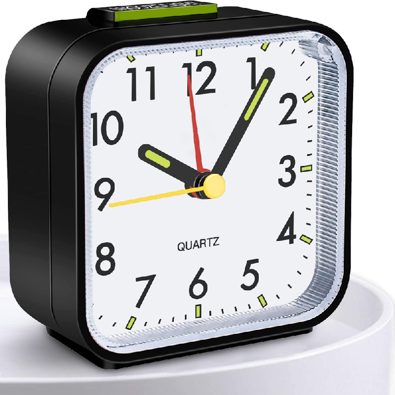 .Bedside Small Silent No-Tick Alarm Clock Quartz Battery Operated Wake Up  Clock.