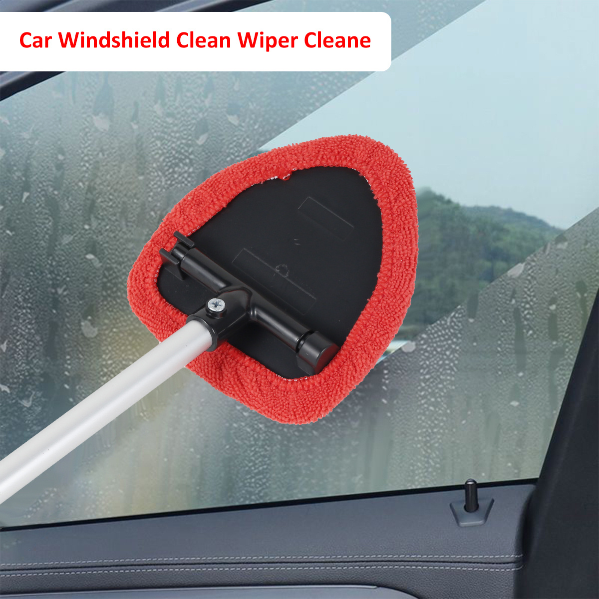 Windshield Cleaner -microfiber Car Window Cleaning Tool With Extendable  Handle Cloth Pad Head Auto Interior Exterior Glass Wiper Car Glass Cleaner  Kit - Automotive - Temu