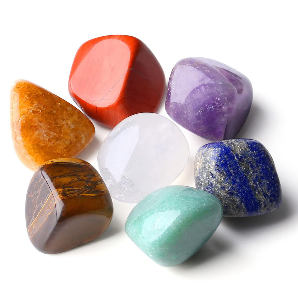 TEMU Set de 7 piezas de joyería de piedras naturales con ruedas de los chakras, del cuerpo, curación, del estrés