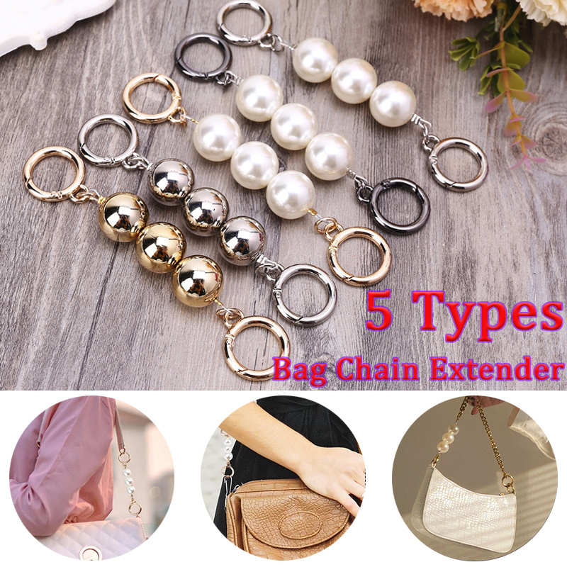 2 PCS 4.7 Inch Artificial Pearl Bag Chain Strap Extender for 