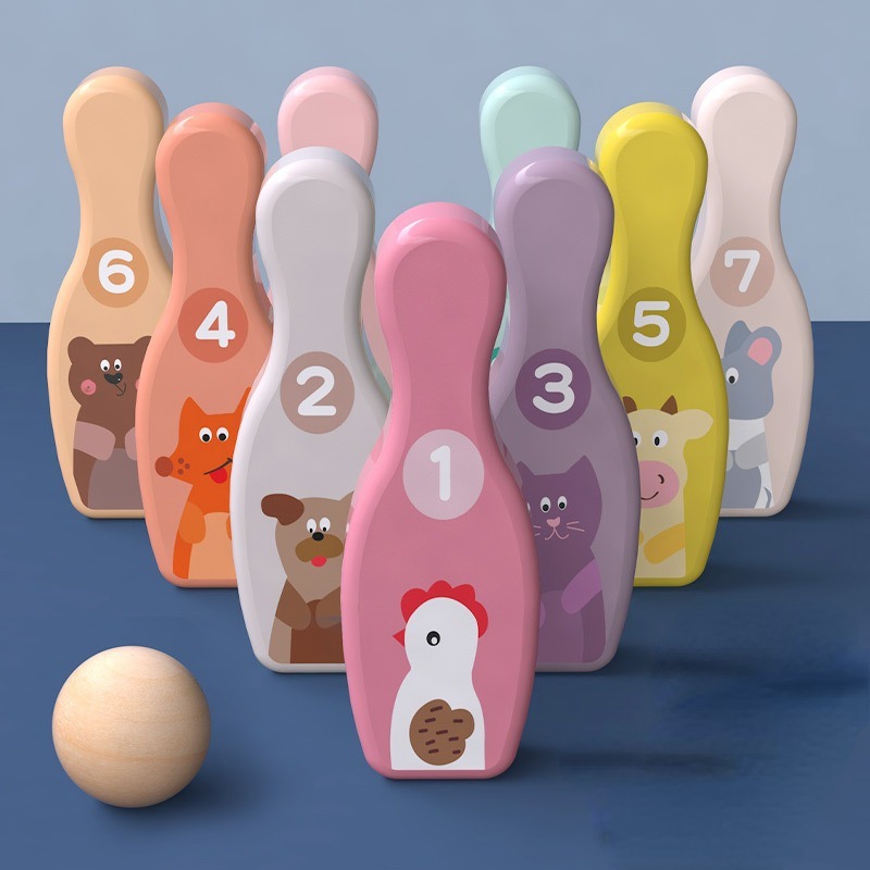 Boules De Bowling Colorées En Bois Jeux Interactifs Parent - Temu