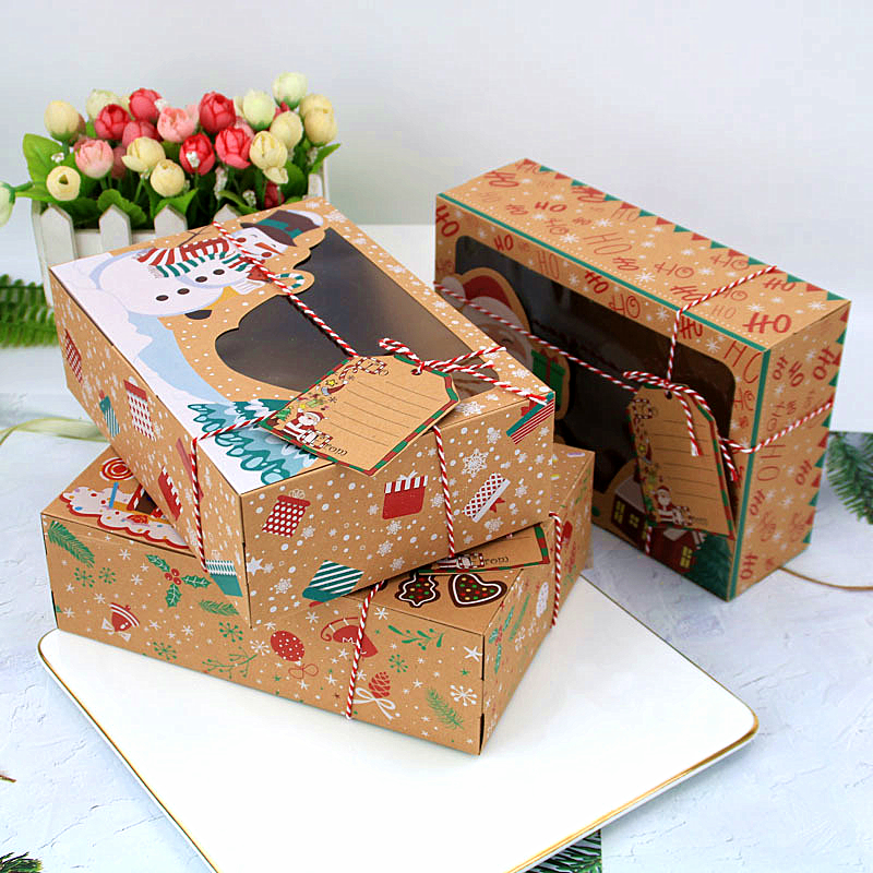 Boîte-Cadeau De Bonbons De Joyeux Noël, Avec Étiquette, Sacs D'Emballage  Cadeaux En Papier Kraft For Biscuits, Fête De Noël 2[H3508]