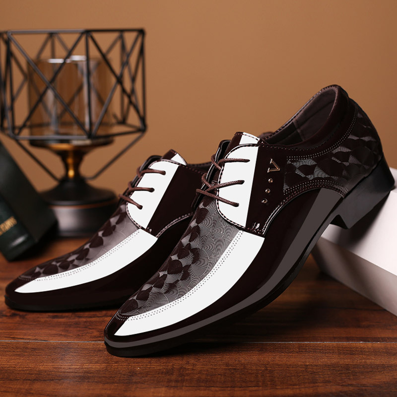 Mens Glossy Derby Shoes Lace Up Front Dress Shoes For Men Business ...