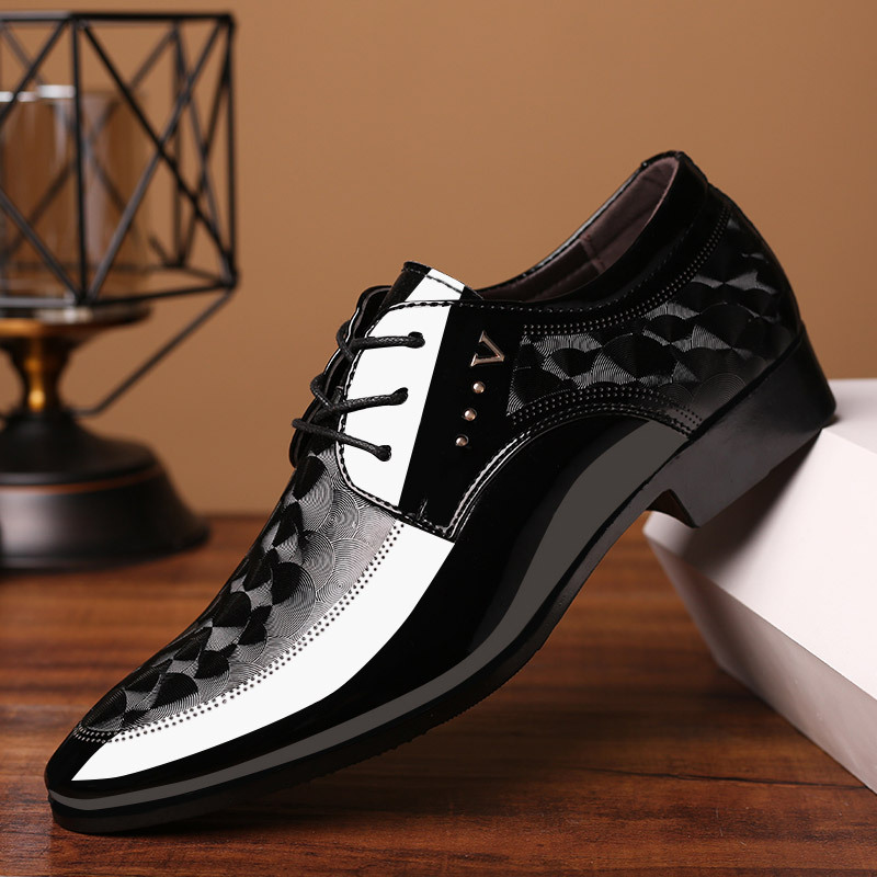Men's Formal Lace Up Patent Leather Tuxedo Dress Shoes Shiny Wedding  Oxfords