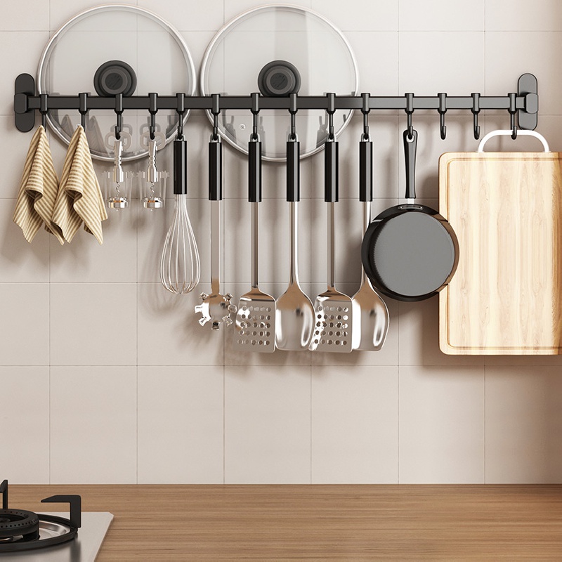 Kitchen Utensil Rack, Audmore Spice Rack with Hooks Wall Mount, Over the  Stove Shelf, Stainless Steel, Hanging Storage Wall Shelf for Spatula Spoon