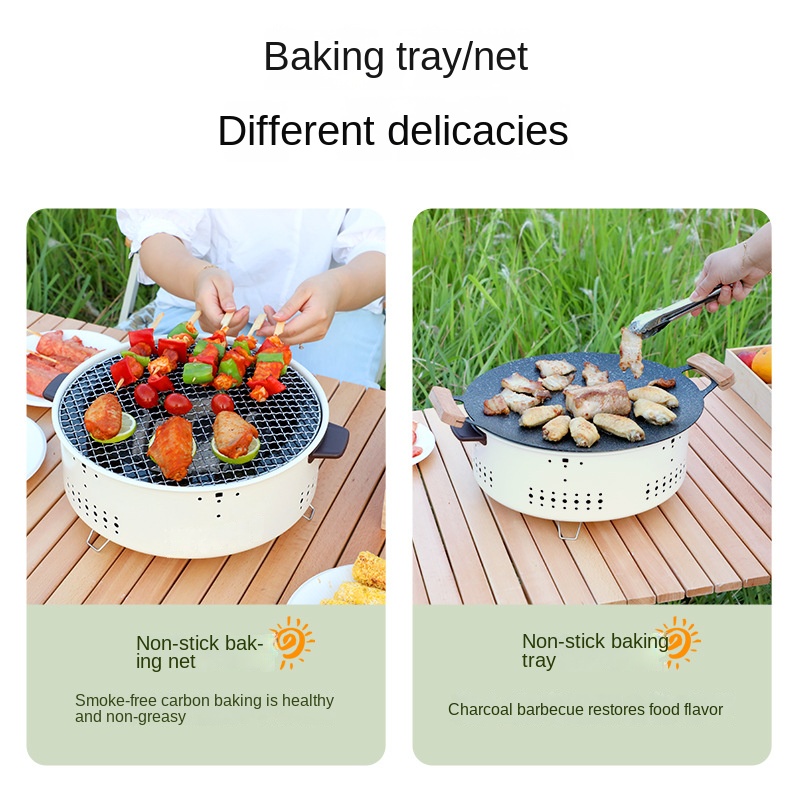 Portable Smokeless Charcoal Grill Korean Style Table Charcoal Barbecue Grill  Stainless Steel BBQ Grill Stove for Outdoor - AliExpress