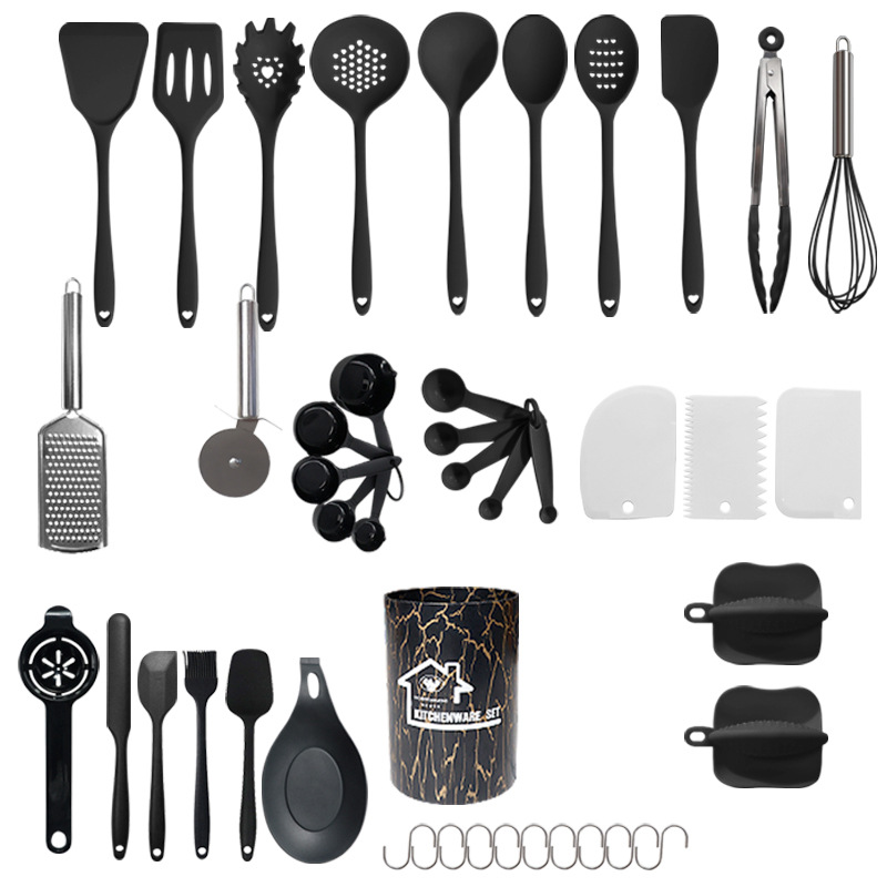 Black Silicone Ladle Spatula Kitchenware Supplies Cooking Utensils  Accessory New
