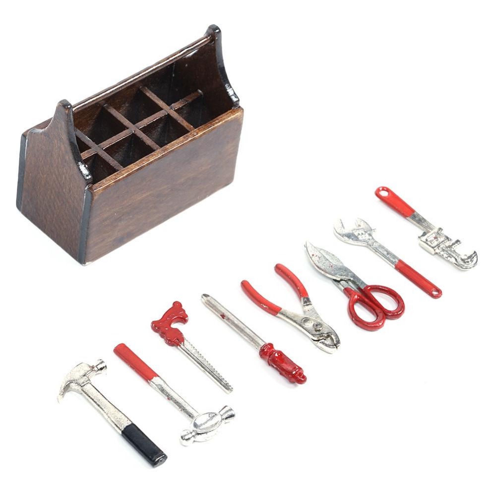 Mini boîte à outils 1:12, accessoires de maison de poupée, meubles