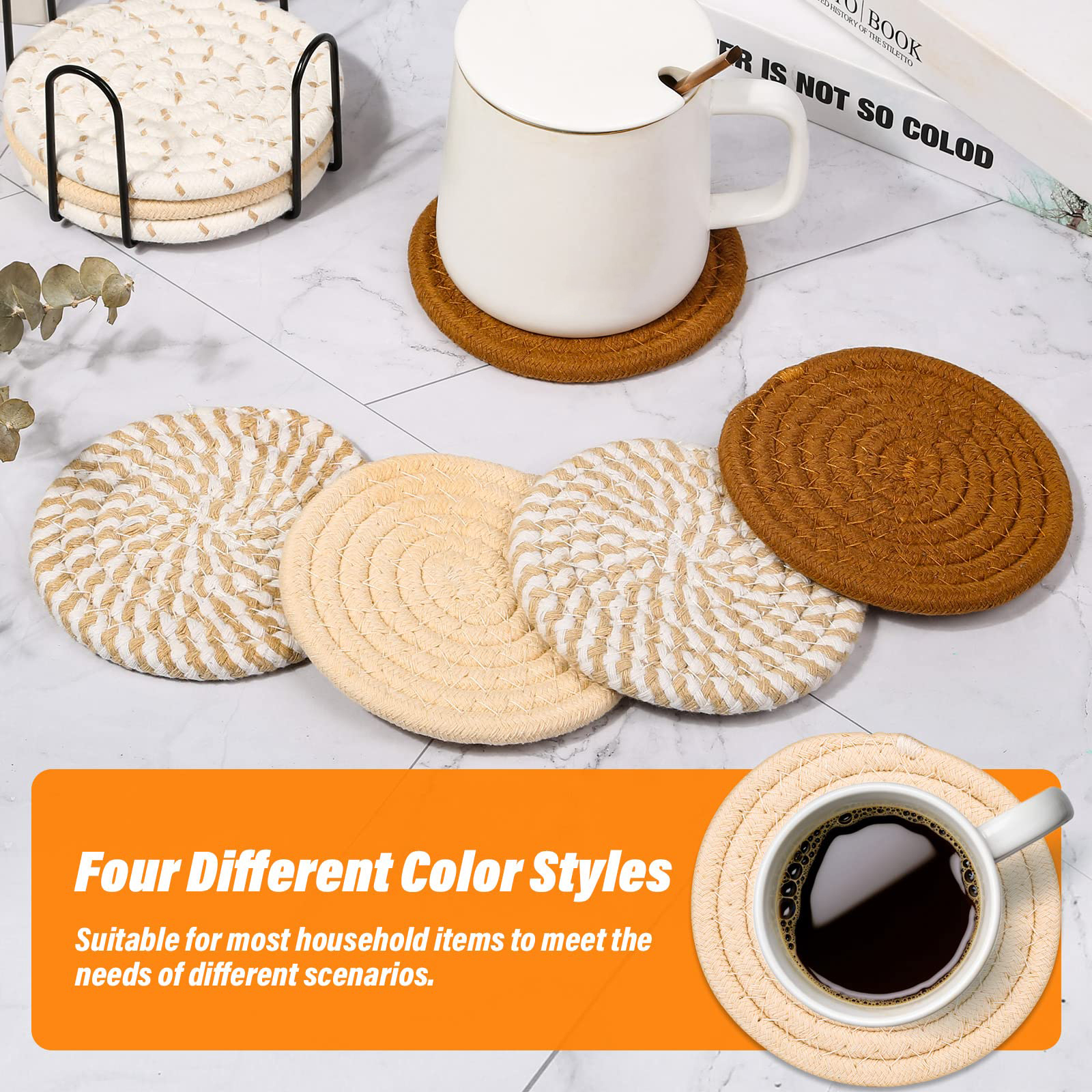 4 Inch Absorbent Wood Drink Coasters Round Table Protection Cup Mat (4  piece)