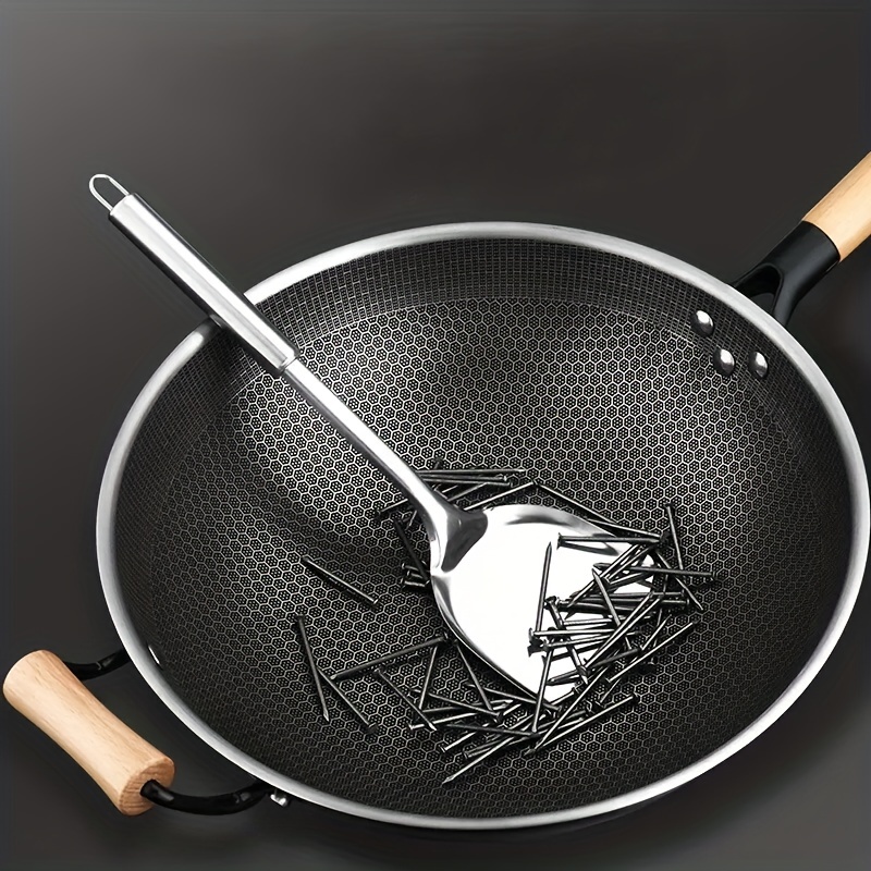 Non-stick Wok With Lid, Stainless Steel Honeycomb Coating Deep