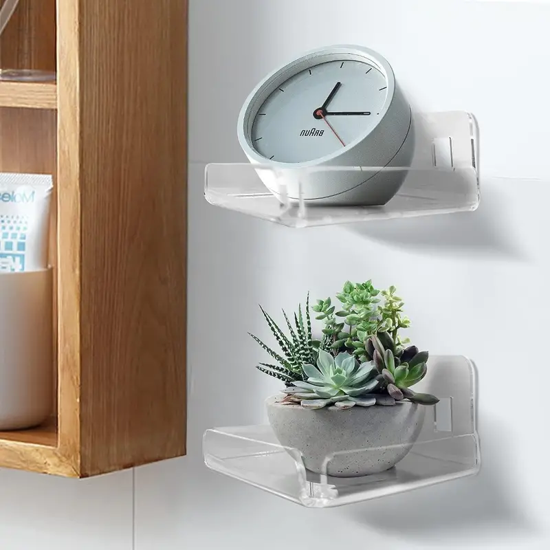Tiny Shelf For Wall, Small Floating Self Adhesive Shelves, Clear Acrylic  Shower Shelf, Room Decor, Home Decor - Temu