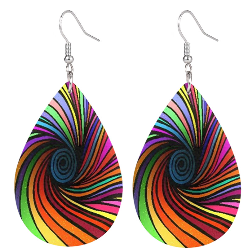 1 Pair Colorful Swirls Synthetic Leather Earrings For Women New Year Christmas Earring Accessories Gifts For Mothers