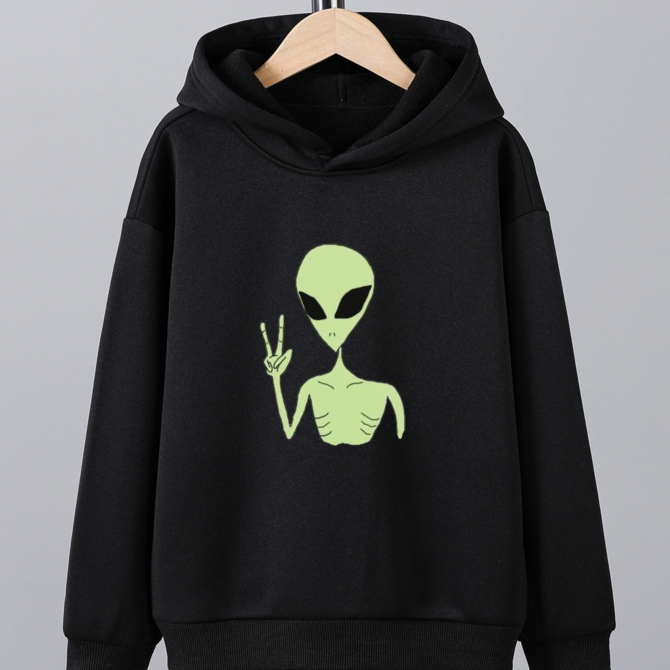 

Funny Alien Print Boys Casual Pullover Long Sleeve Hoodies, Boys Sweatshirt For Spring Fall, Kids Hoodie Tops Outdoor