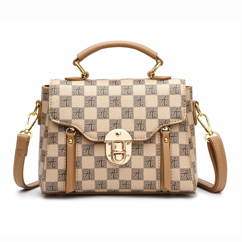 Mini Plaid Pattern Lock Buckle Small Square Bag, Vintage Fashion Shoulder &  Crossbody Bag