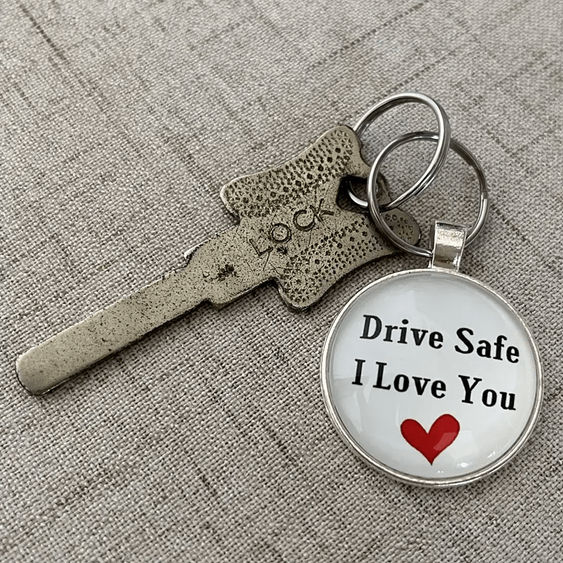 drive safe i love you glass keychain perfect anniversary valentines day gift for girlfriend wife boyfriend husband details 1