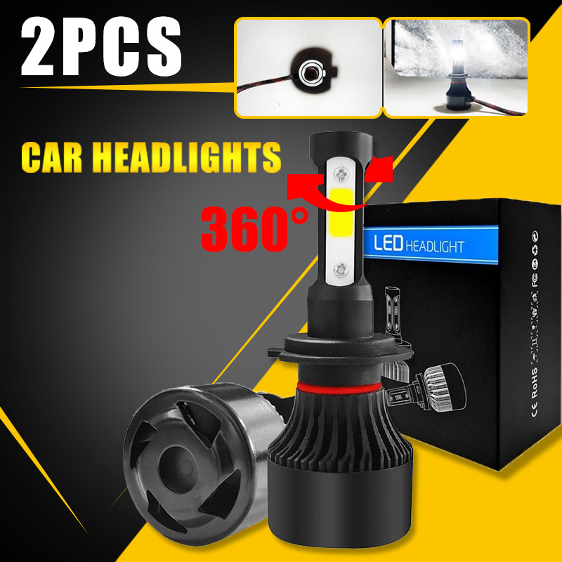 2PCS H1 Kit de conversión de bombillas de faros LED Luces de haz alto y  bajo 
