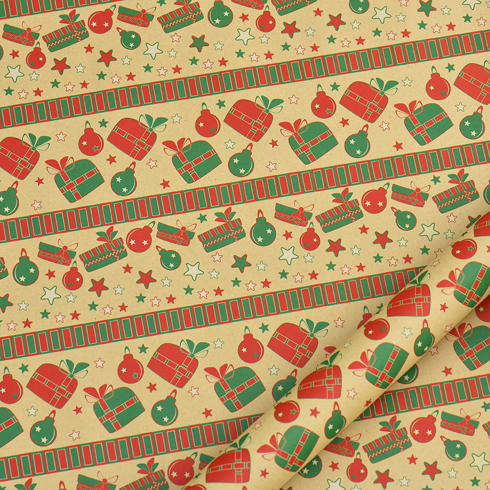 Christmas gift wrapping paper kraft paper birthday gift box children's  cartoon cute colored paper retro green and red book wrapping paper large  sheet plus ribbon packaging material extra large size high-end gift