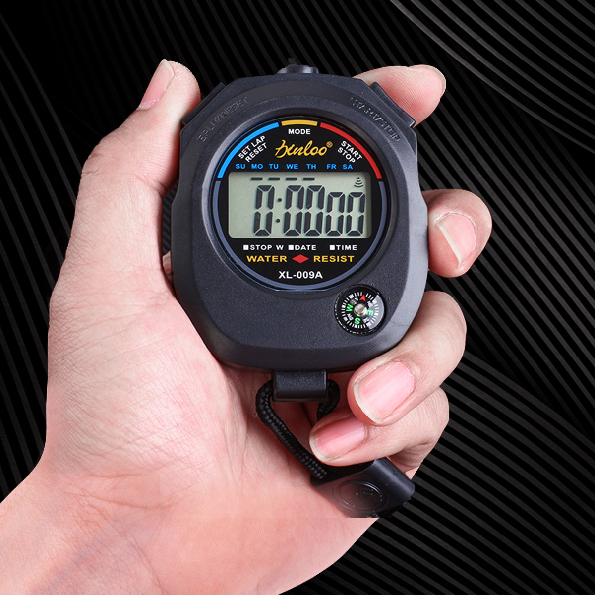 chronomètre numérique chronomètre sport chronomètre résistant à l'eau  chronomètre à main lcd chronographe avec date, heure et fonction d'alarme