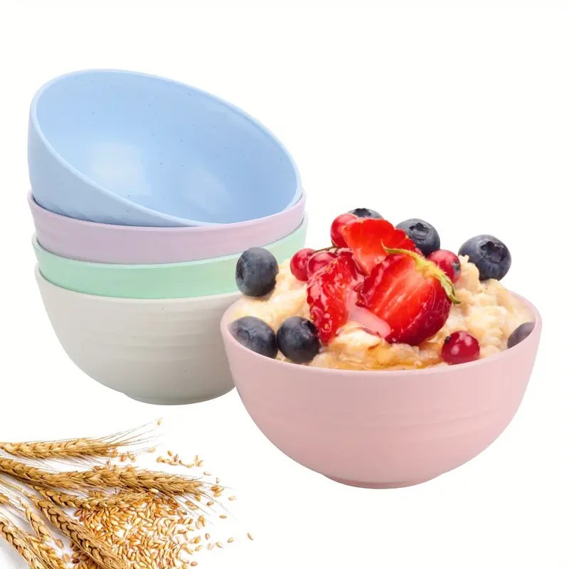 Wheat Straw Bowls Set of 4 - Large Unbreakable Cereal Bowls - Microwave  Safe Bowls for Kitchen - Dishwasher Safe Reusable Big Bowls for Eating  Soup