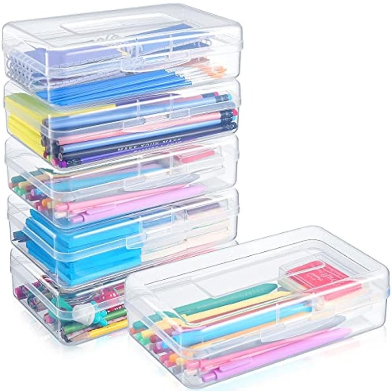  1InTheoffice Crayon Box, Stackable Clear (4 Pack.) : Office  Products