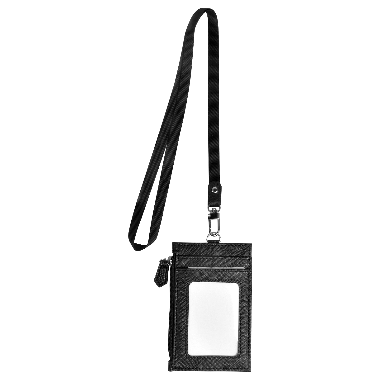 Teskyer Badge Holder with Side Zip Pocket, Multiple Card Slots Leather ID  Holder Wallet with Neck Lanyard for Office Staffs, Teachers/Students