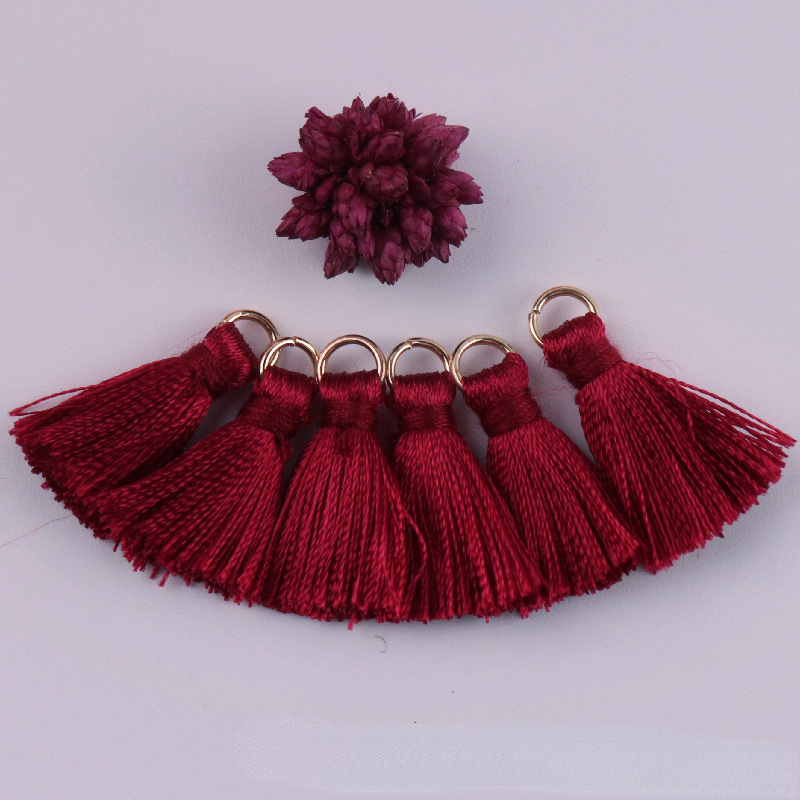  40pcs 25mm Metal Hanging Ring Mini Tassels Fringe Pendants DIY  Material Jewelry Earring Curtain Ornaments Smooth Tassels Trim-Deep Red  Tassels