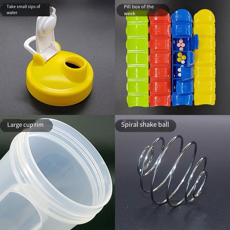 Leak-Proof 600mL Sports Water Bottle With Pill Organiser