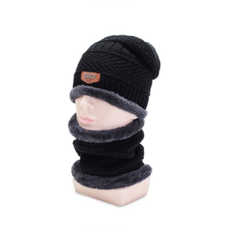 Winter Windproof Knitted Beanie Scarf Gloves Set