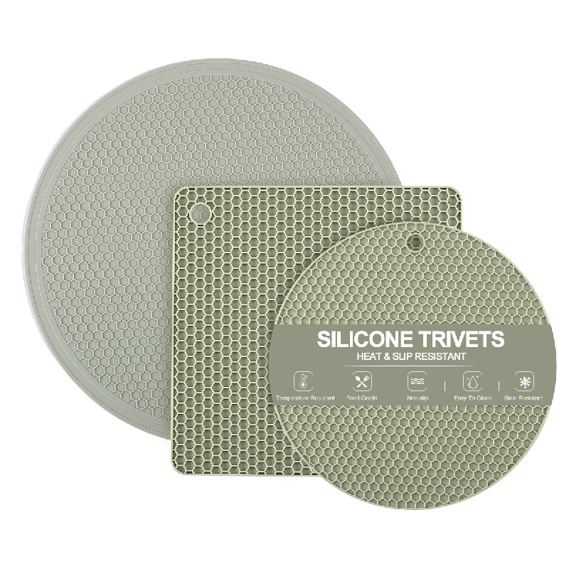 Walfos Silicone Trivet Mats - 4 Heat Resistant Pot Holders, Multipurpose  Non-Slip Hot Pads for Kitchen Potholders, Hot Dishers, Jar Opener, Spoon