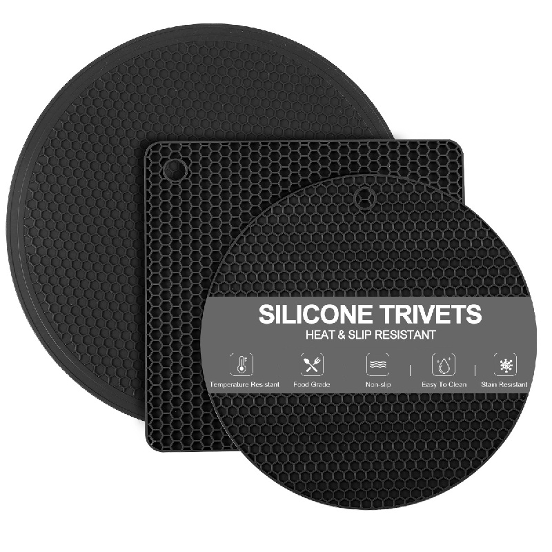 Walfos Slip-Resistant Silicone Trivets, 4-Piece
