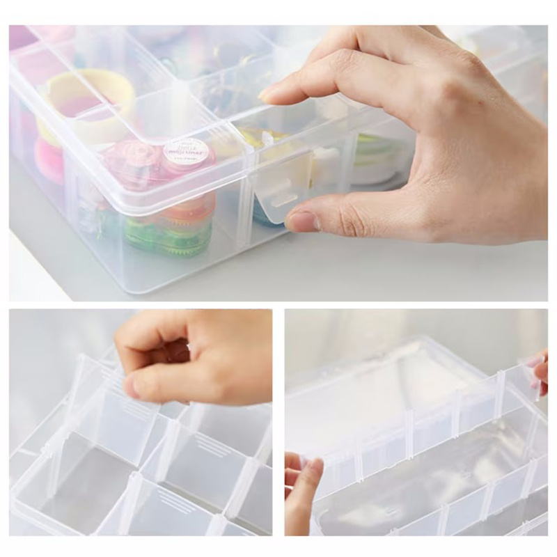 Storage Box Hard Plastic Compartment Slot Plastic Craft Organizer  Adjustable