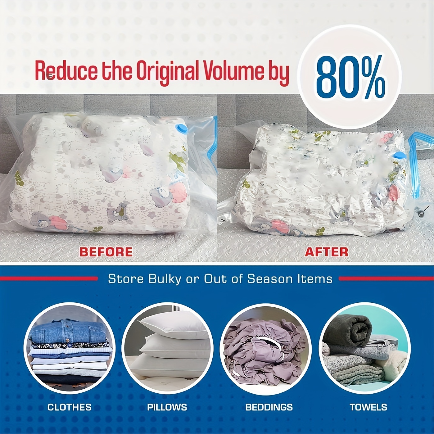 Vacuum Compression Storage Bags for Clothes Blanket Pillow Space