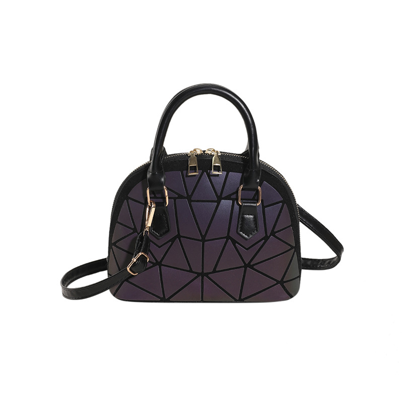 Mini Dome Bag Geometric Embossed PU Solid Black