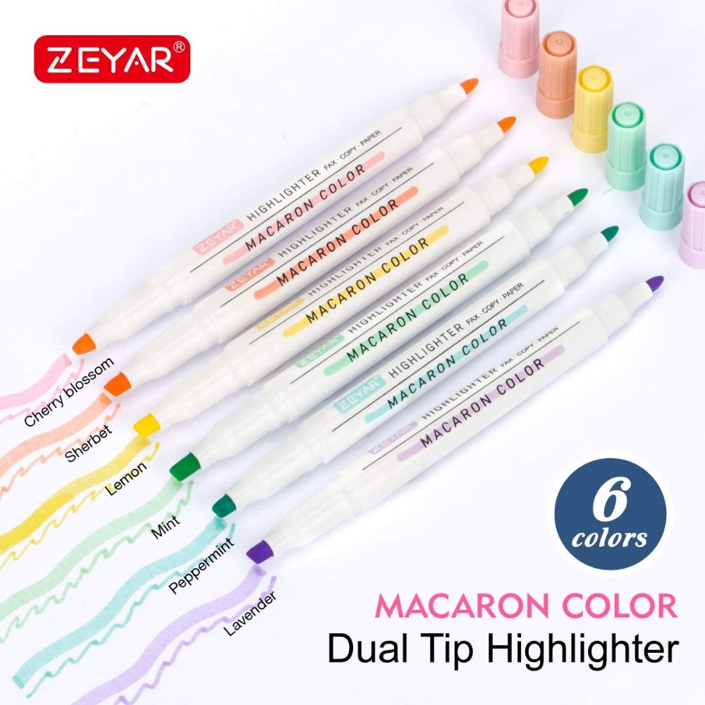 ZEYAR Highlighter, Pastel Colors Chisel Tip Marker Pen, Assorted