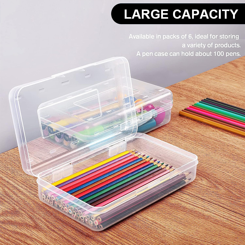 1pc Transparent Plastic Pencil Box School Office Supplies Pens