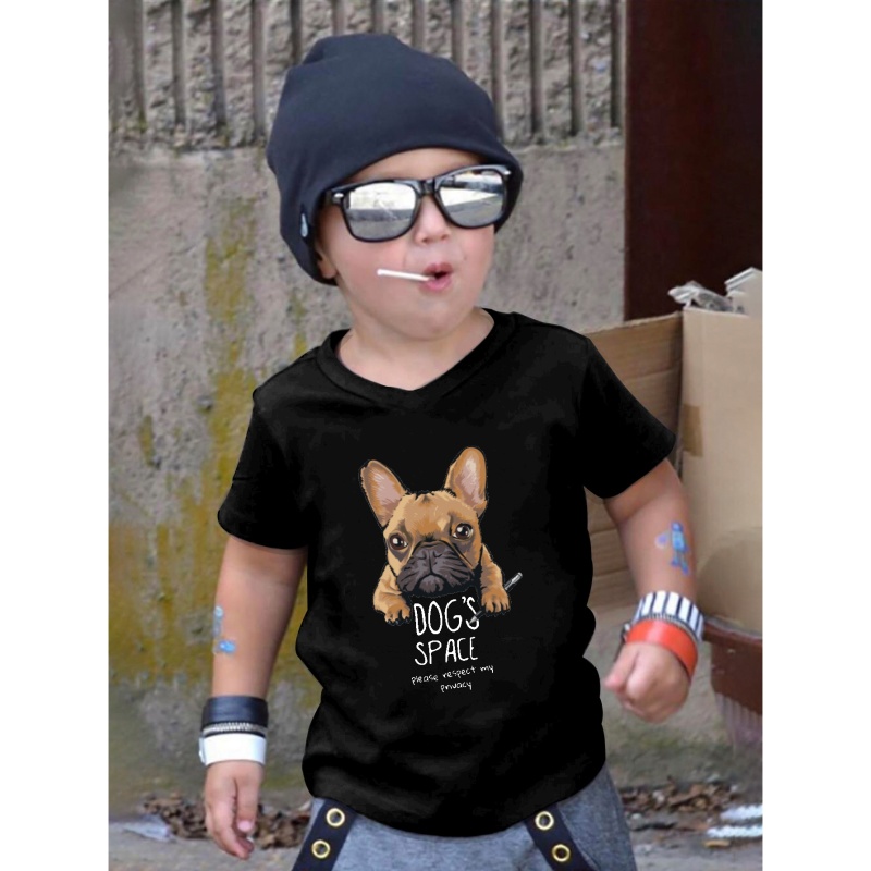 

Cute Dog Print T Shirt, Tees For Kids Boys, Casual Short Sleeve T-shirt For Summer Spring Fall, Tops As Gifts