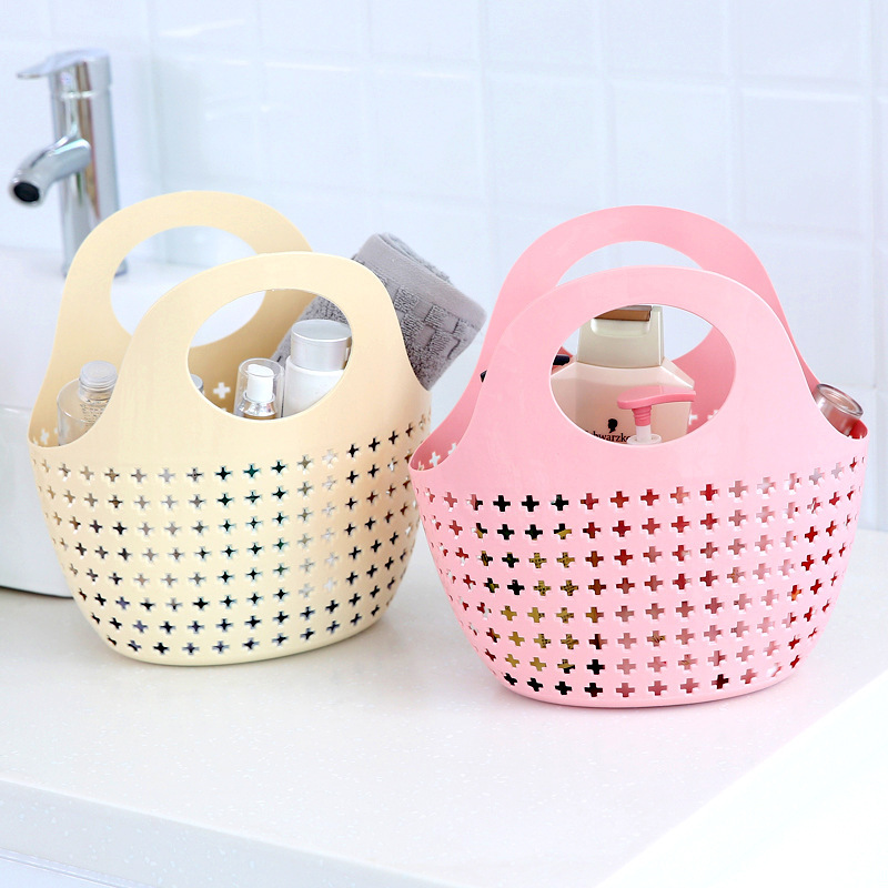 1pc Portable Shower Caddy Basket, Plastic Storage Basket With Handle,  Bathroom Basket For Shampoo, Shower Gel, Bathroom Storage Box