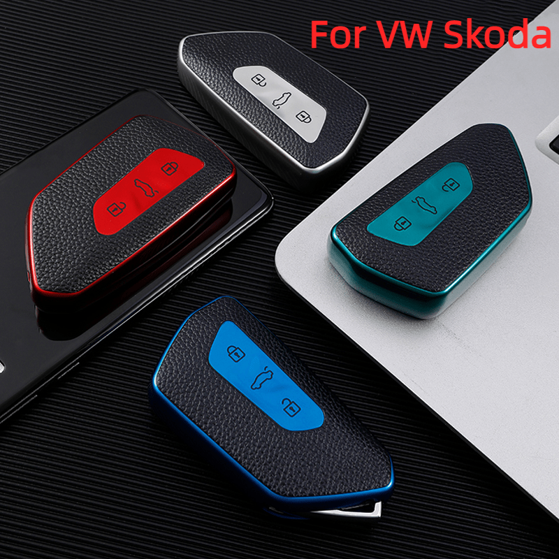 Pu Leather Car Key Case Cover Fob Protector For Vw Golf 8 Mk8 Id.3