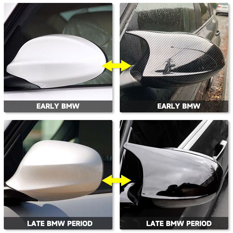 For BMW 1 3 Series E81 E82 E87 E88 E90 E91 E92 E93 Carbon Fiber（ABS) Black  Rearview Mirror Cover Caps Car Accessories