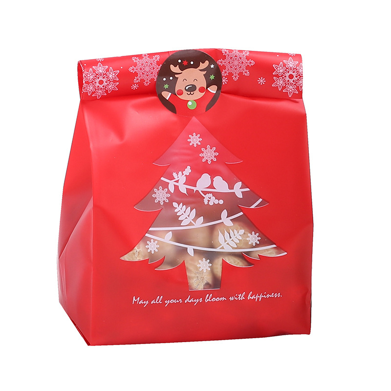 50 Pcs Christmas Square Self-sealing Ziplock Bag, Candy Handmade Biscuits  Snowflake Pastry Storage Bag, Baking Packaging Bag, Food Storage Bag, For Ch