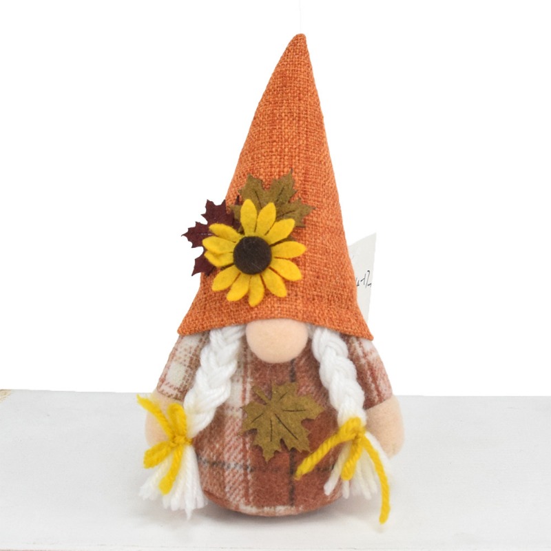 Thanksgiving Faceless Doll Ornament Orange Sunflower Maple Leaf Decoration
